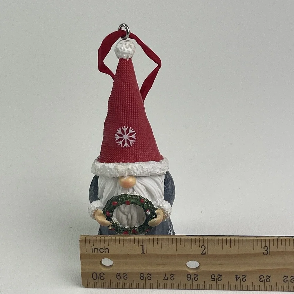 Gnome Holding Wreath Christmas Tree Ornament Xmas Holiday Decoration Tiered Tray